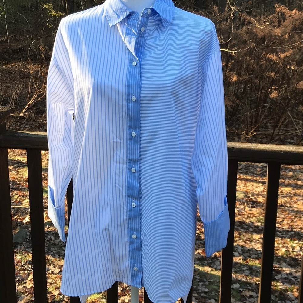 NWT! ZARA Woman Size L White with Blue striped high Top